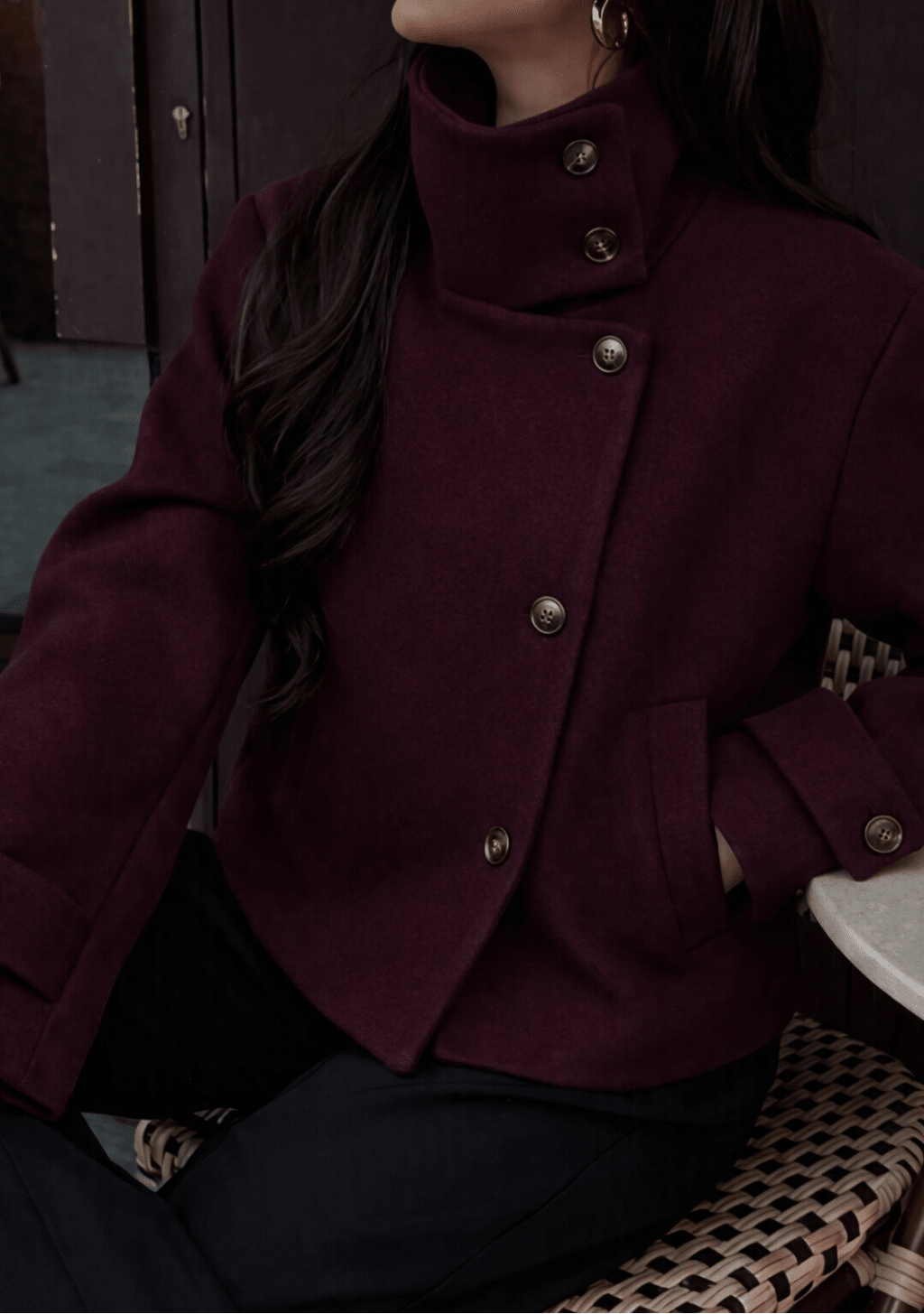 SOKYND Alice Rose Buckle Stand Collar Coat CoatSOKYND-539863-RED-XS-00727RedXS