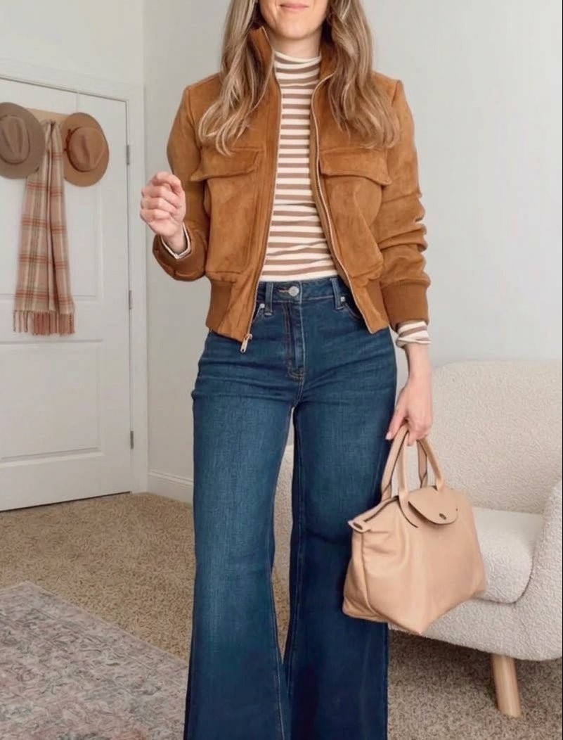 SOKYND Amanda Cropped Bomber Jacket JacketSOKYND-446487-TAN-S-16247Light BrownS