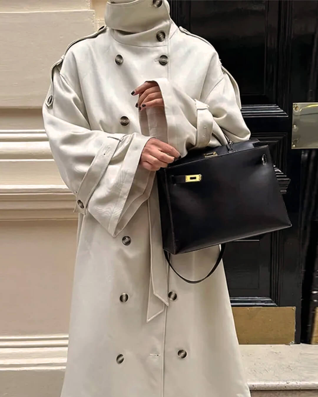 SOKYND Amanda High Neck Belted Trench Coat JacketsSOKYND-162071-CRE-M-36855CreamM