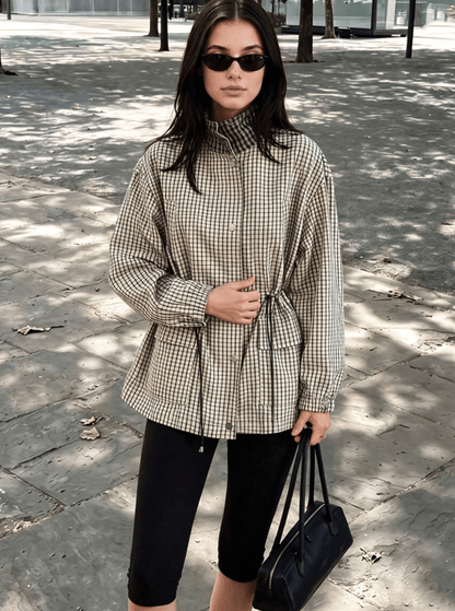 SOKYND Amelia High-Neck Plaid Jacket JacketSOKYND-703959-L-OS-61623L