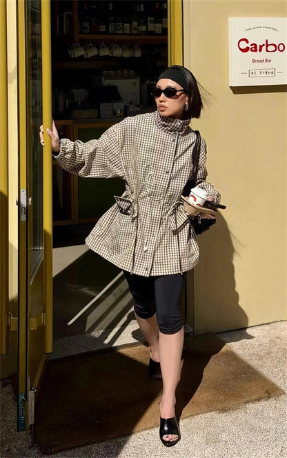 SOKYND Amelia High-Neck Plaid Jacket JacketSOKYND-703959-S-OS-96087S
