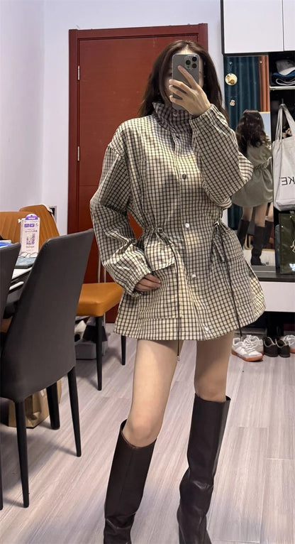 SOKYND Amelia High-Neck Plaid Jacket JacketSOKYND-703959-S-OS-96087S