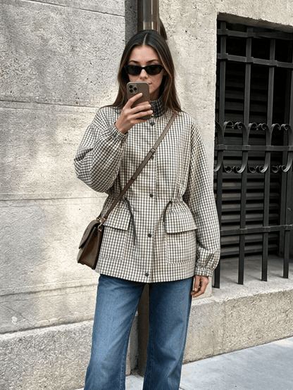 SOKYND Amelia High-Neck Plaid Jacket JacketSOKYND-703959-XS-OS-63319XS
