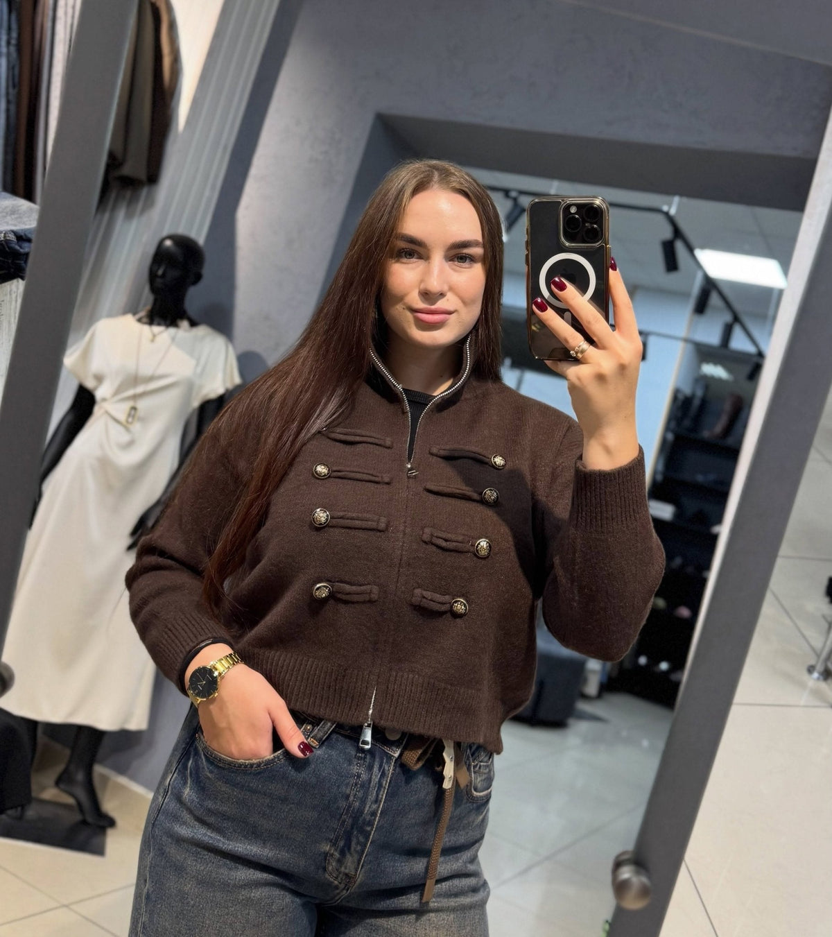 SOKYND Amelia Turtleneck Zip Knit Cardigan CardiganSOKYND-168535-BRO-O-20247BrownOne size