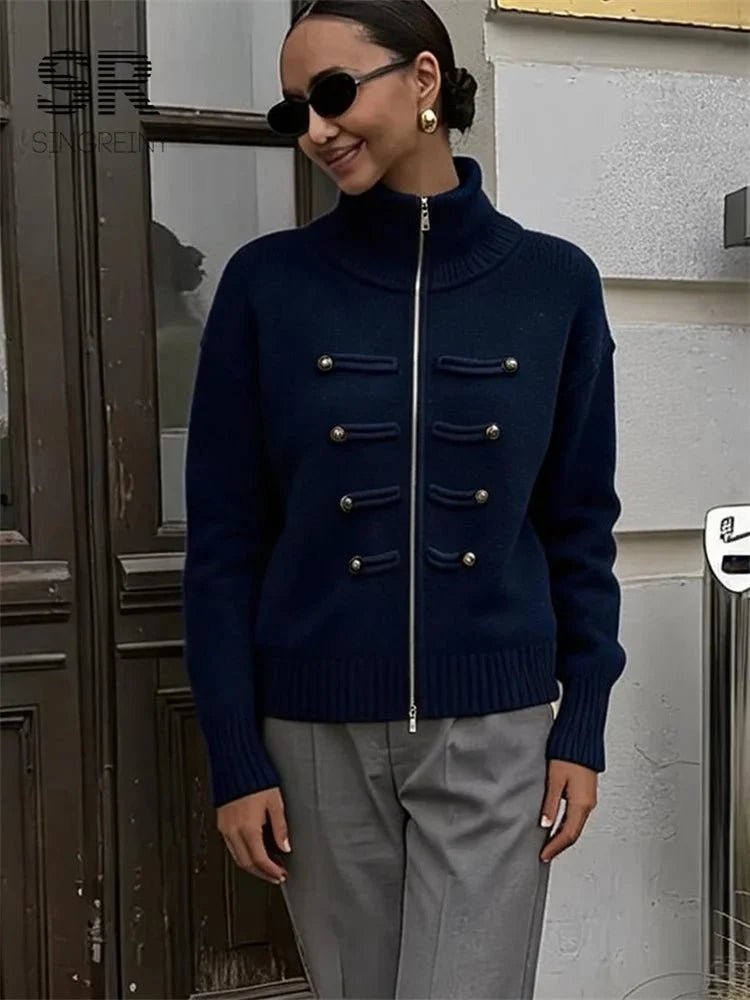 SOKYND Amelia Turtleneck Zip Knit Cardigan CardiganSOKYND-168535-DAR-O-84087Dark BlueOne size