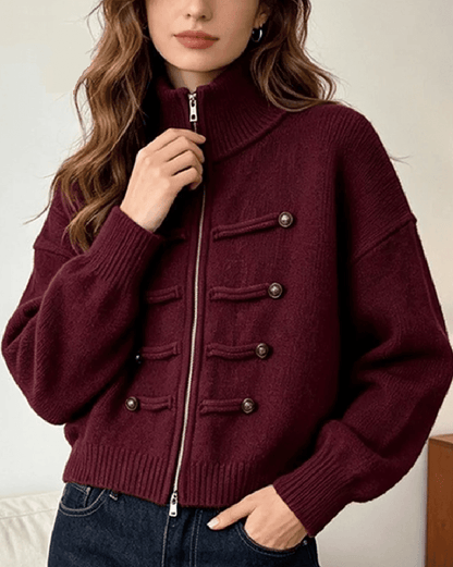 SOKYND Amelia Turtleneck Zip Knit Cardigan CardiganSOKYND-168535-DAR-O-18551Dark RedOne size