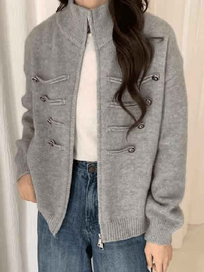 SOKYND Amelia Turtleneck Zip Knit Cardigan CardiganSOKYND-168535-GRE-O-89175GreyOne size