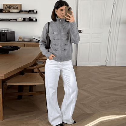 SOKYND Amelia Turtleneck Zip Knit Cardigan CardiganSOKYND-168535-GRE-O-89175GreyOne size