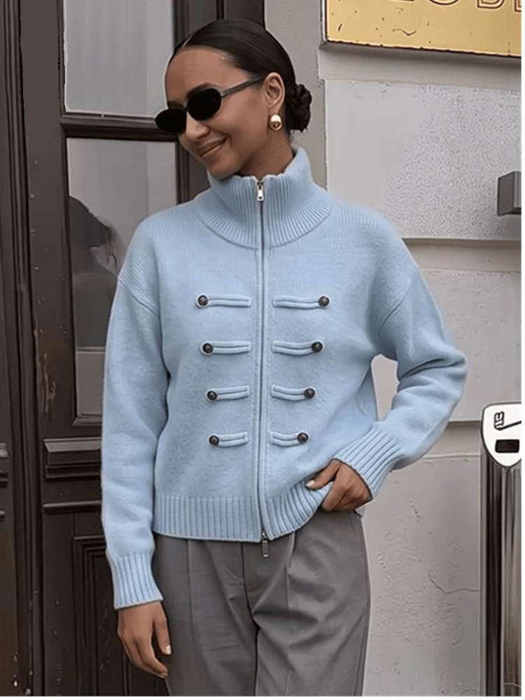SOKYND Amelia Turtleneck Zip Knit Cardigan CardiganSOKYND-168535-LIG-O-51319Light BlueOne size