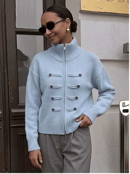SOKYND Amelia Turtleneck Zip Knit Cardigan CardiganSOKYND-168535-LIG-O-51319Light BlueOne size