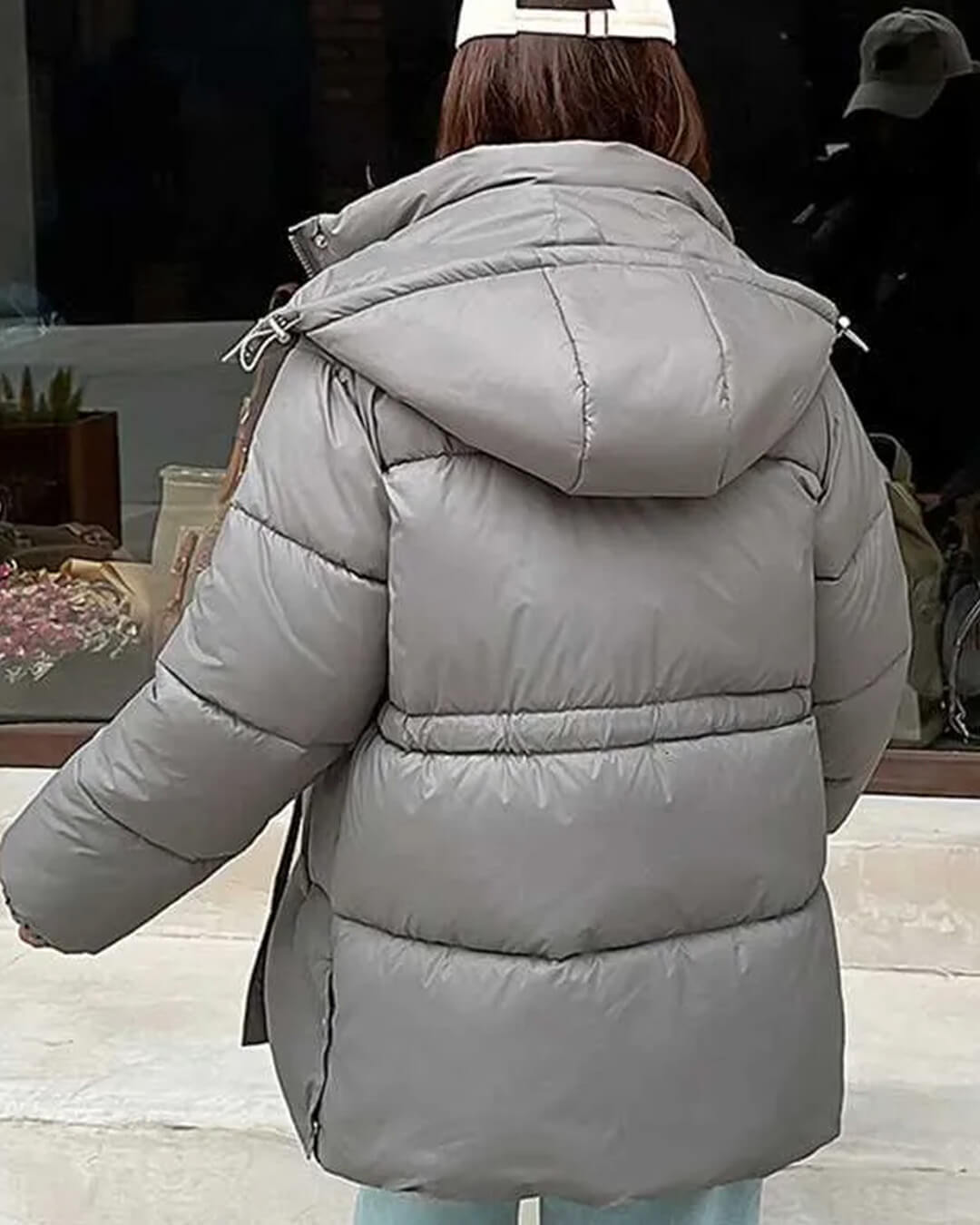SOKYND Amelie Lace Up Hooded Coat CoatGreyS