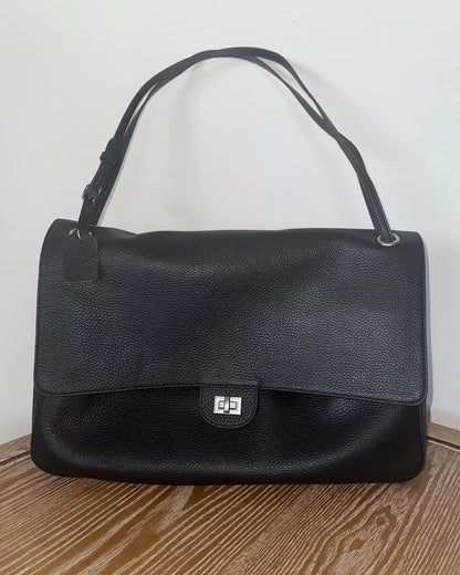 SOKYND Amelie Maxi Flap Leather Shoulder Bag BagSOKYND-400727-BLA-32-78359Black32x9x22 cm