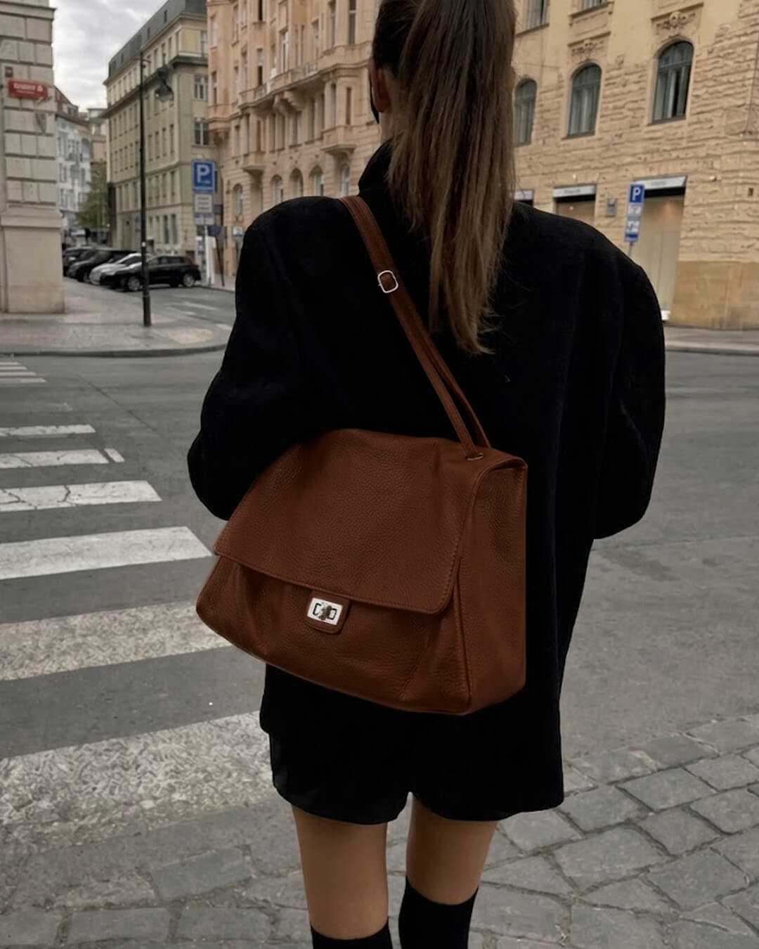 SOKYND Amelie Maxi Flap Leather Shoulder Bag BagSOKYND-400727-BRO-32-43895Brown32x9x22 cm