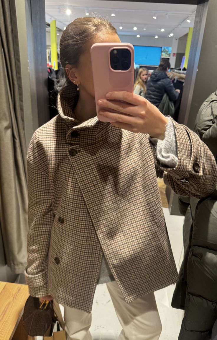 SOKYND Amy Funnel Neck Houndstooth Short Jacket JacketSOKYND-863511-L-OS-47351L