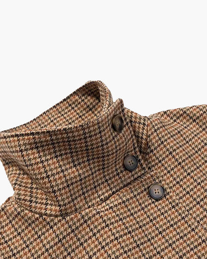 SOKYND Amy Funnel Neck Houndstooth Short Jacket JacketSOKYND-863511-M-OS-81815M