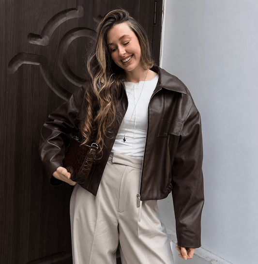SOKYND Amy Vintage Faux Leather Jacket JacketSOKYND-699543-BRO-S-96919BrownS