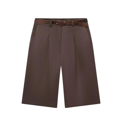 SOKYND Anaïs High Waist Belted Bermuda Shorts BottomsBrownXS