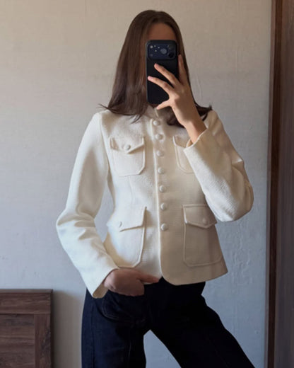 SOKYND Angela Stand Collar Flap Pockets Blazer BlazerSOKYND-480023-S-OS-28311S