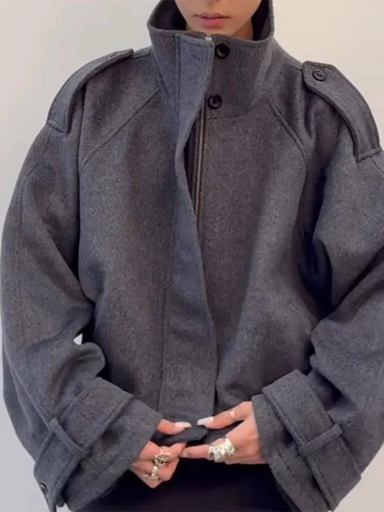 SOKYND Anna Cropped Wool Blend Coat JacketsSOKYND-299607-GRE-S-00183GreyS