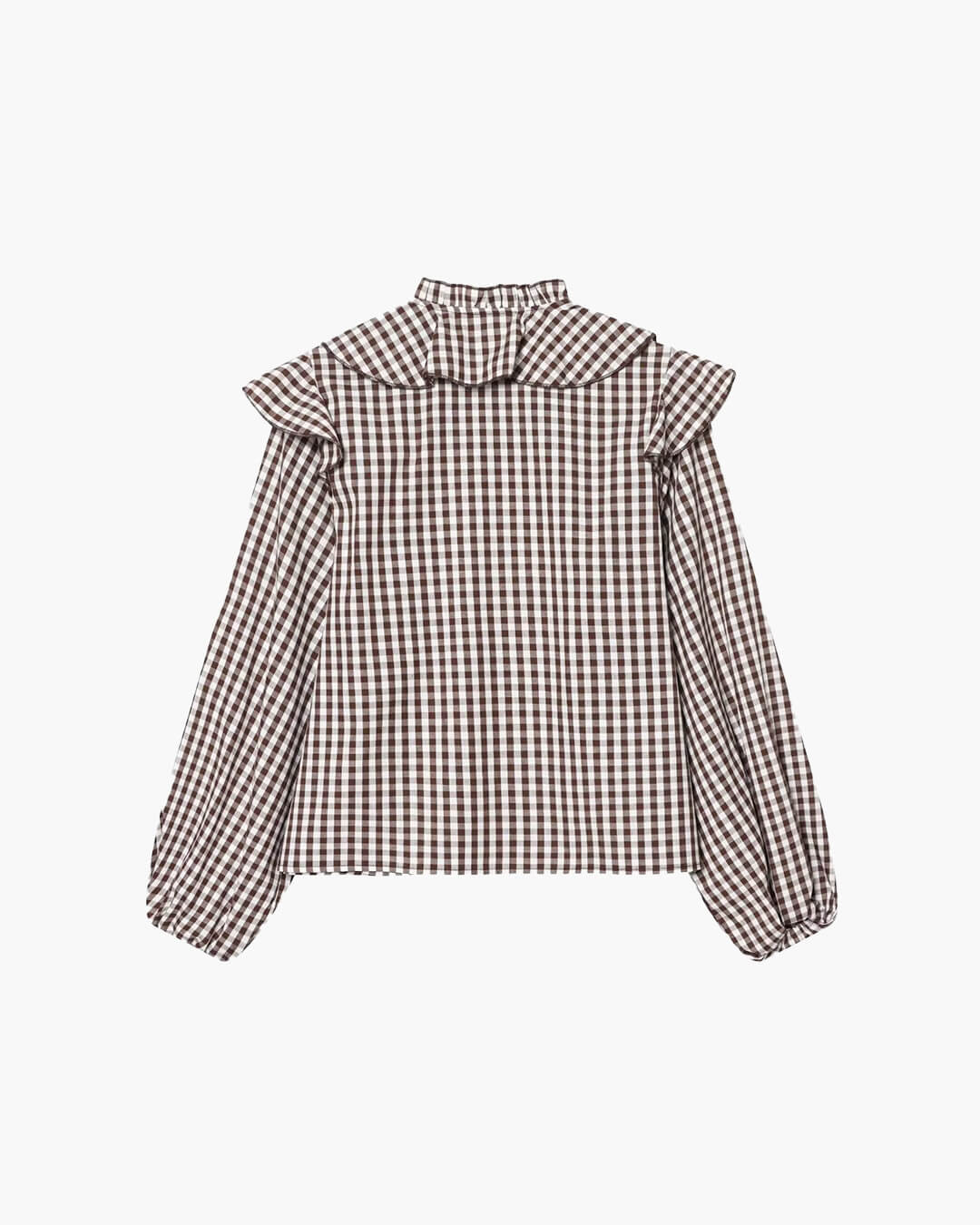 SOKYND Ava Gingham Ruffle Blouse BlouseSOKYND-713943-BRO-M-54039BrownM
