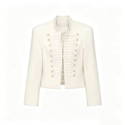 SOKYND Ava Military Leather Bomber Jacket JacketSOKYND-030103-S-OS-45047WhiteS