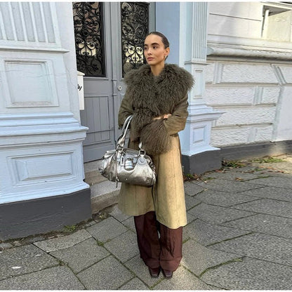 SOKYND Ava Patchwork Faux Fur Collar Coat CoatSOKYND-781207-M-OS-90679M