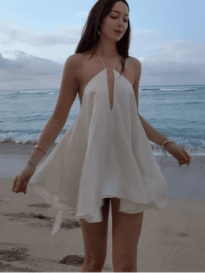SOKYND Bernadette Off - Shoulder Hollow Out Summer Dress DressWhiteS