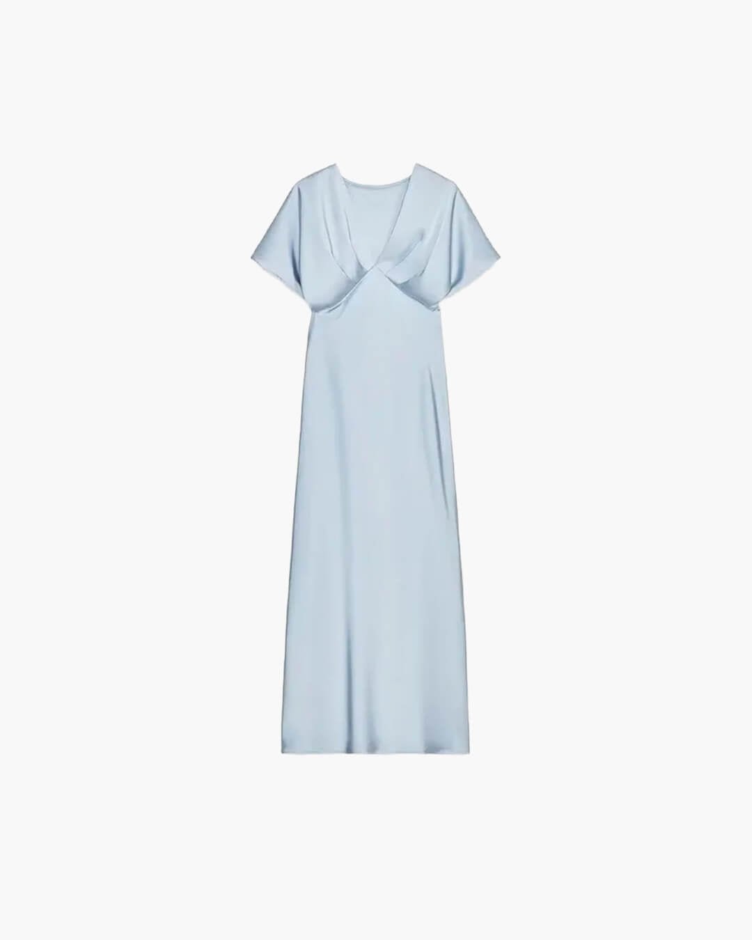 SOKYND Carina V Neck Satin Midi Dress DressBlueS