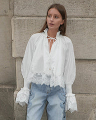 Carla Embroidery Lace Trim Blouse