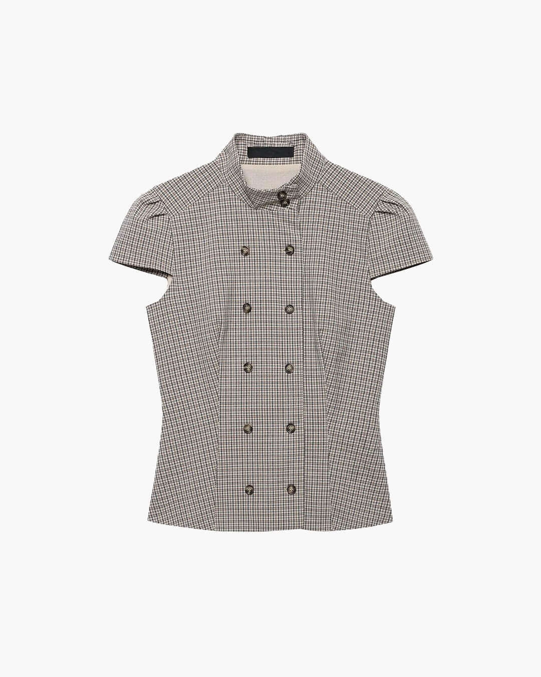 SOKYND Carla High Neck Plaid Fitted Blouse BlouseSOKYND-114967-BLA-S-06679BlackS