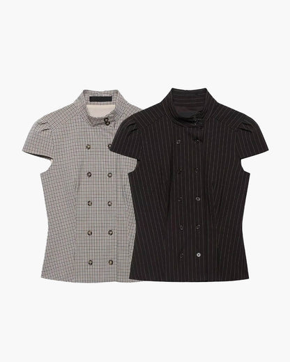 SOKYND Carla High Neck Plaid Fitted Blouse BlouseSOKYND-114967-BLA-S-06679BlackS
