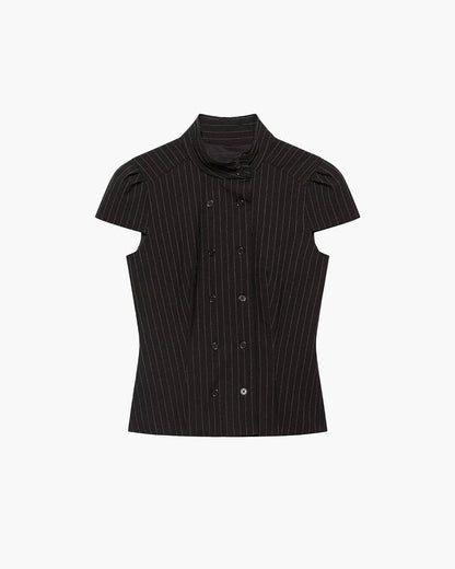 SOKYND Carla High Neck Plaid Fitted Blouse BlouseSOKYND-114967-BLA-S-06679BlackS