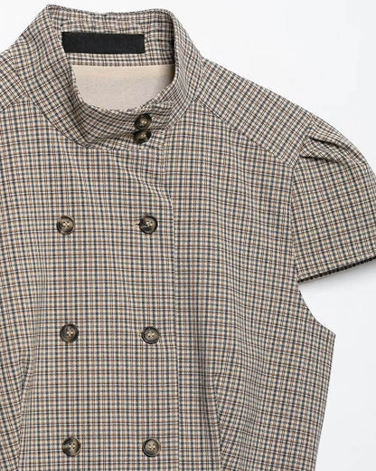 SOKYND Carla High Neck Plaid Fitted Blouse BlouseSOKYND-114967-BLA-S-06679BlackS