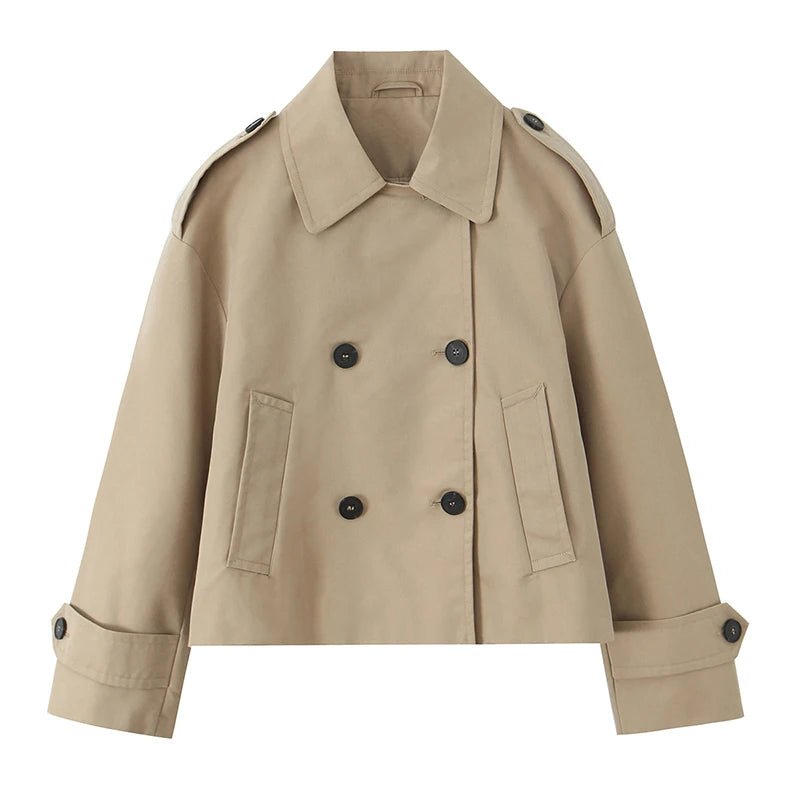 SOKYND Carmen Cropped Double Breasted Trench Coat CoatSOKYND-670935-BEI-S-82071BeigeS