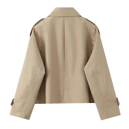 SOKYND Carmen Cropped Double Breasted Trench Coat CoatSOKYND-670935-BEI-S-82071BeigeS