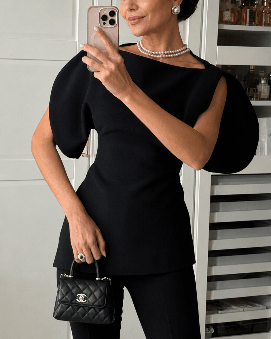 SOKYND Carmen Tricot Balloon Sleeve Top TopSOKYND-611351-BLA-M-90295BlackM