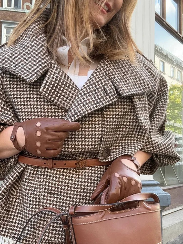 SOKYND Cassandra Lapel Checkered Coat Coats & Jackets1005009699002885-;HA1774570740284594386KhakiM