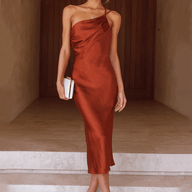 Vestido midi de um ombro Cassia