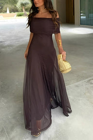 Lisa Vestido maxi franzido off‑shoulder