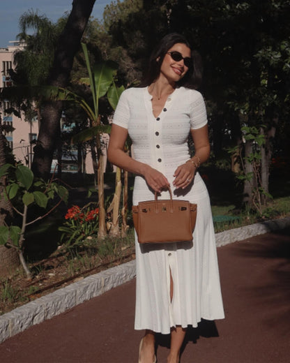 SOKYND Celeste Ribbed Knit Midi Dress DressWhiteXS