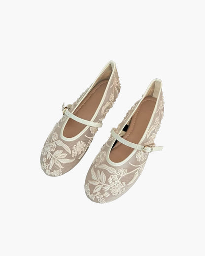 SOKYND Christine Beaded Mesh Ballet Flats ShoesUw177277720591368479135