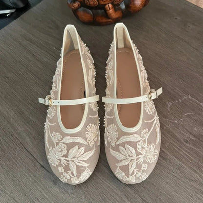 SOKYND Christine Beaded Mesh Ballet Flats ShoesqN177277720591430034642