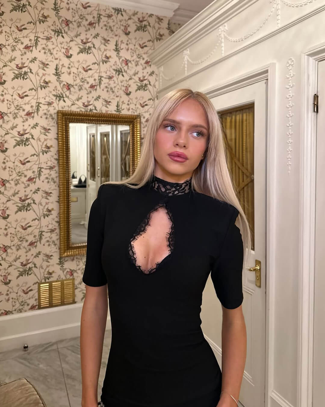 SOKYND Cyrene High Neck Lace Mini Dress DressesuL1767625273826582426BlackL