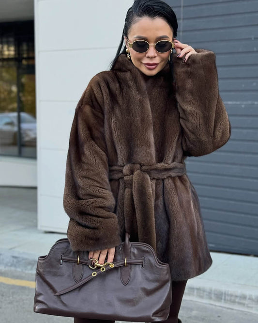 SOKYND Daniela Belted Faux Fur Jacket JacketSOKYND-397911-S-OS-50455S