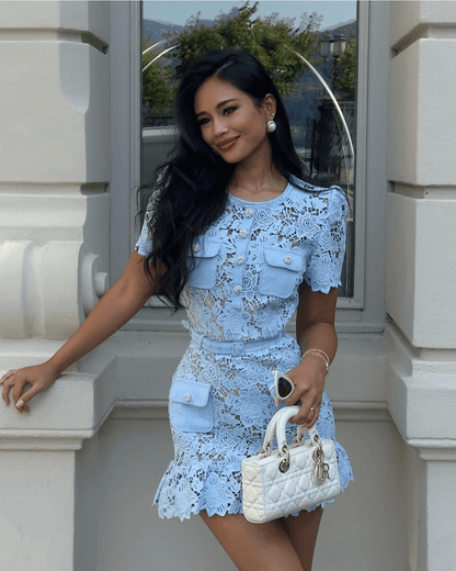 SOKYND Delilah Floral Lace Mini Dress DressBlueS