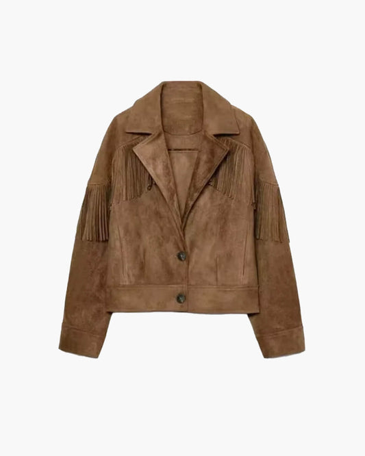 Casaco Curto Denise em Faux Suede com Lapela