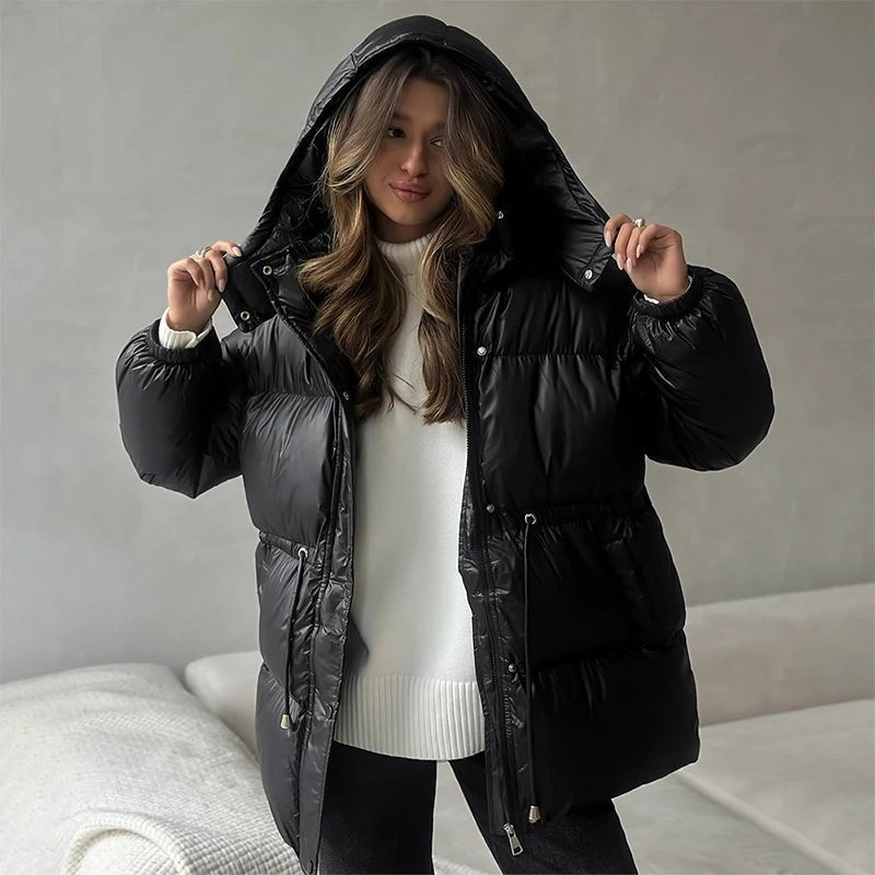 SOKYND Dorothy Drawstring Hooded Puffer Coat Coats & JacketsDH1767356248750526494BlackM
