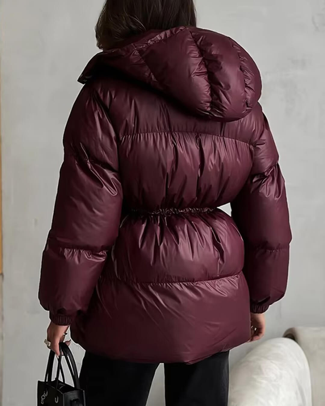 SOKYND Dorothy Drawstring Hooded Puffer Coat Coats & JacketsrA1767356248750780061BurgundyS