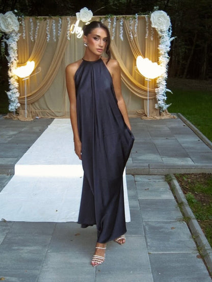 SOKYND Elisabeta Satin Halter Maxi Dress DressSOKYND-377559-DEF-OS-46460BlackS