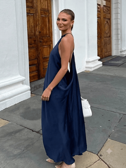 SOKYND Elisabeta Satin Halter Maxi Dress DressSOKYND-377559-DEF-OS-46455NavyXS